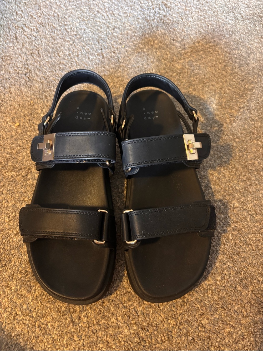 a new day Black Strappy Buckle Sandals
